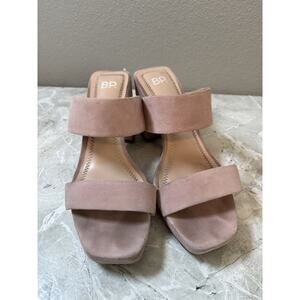 BP Brass Plum Karly‎ Pink Suede Leather Sandal Block Heel Size 8